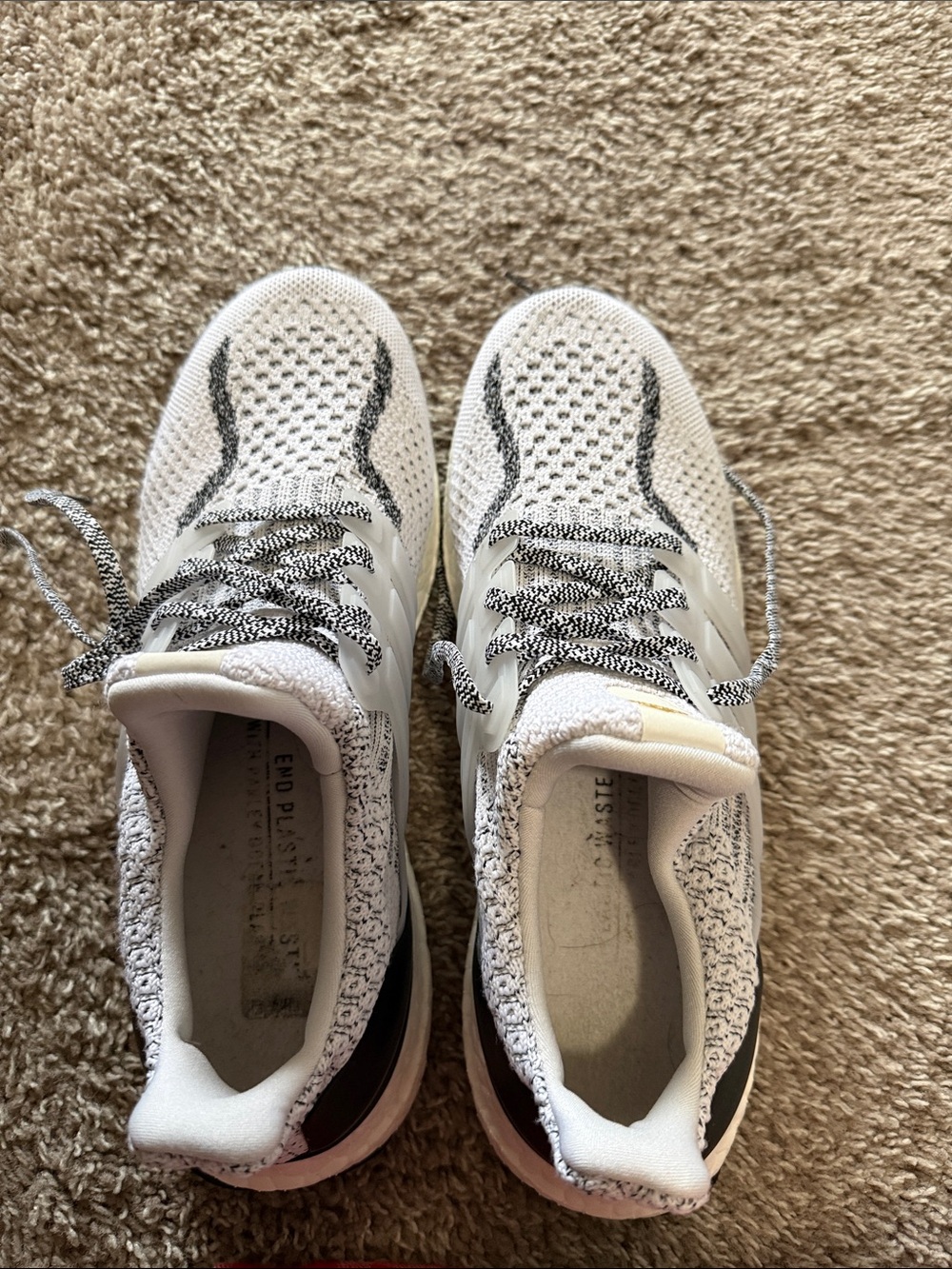 Adidas White Knit Running Sneakers with Black Accents - Picture 4 of 5